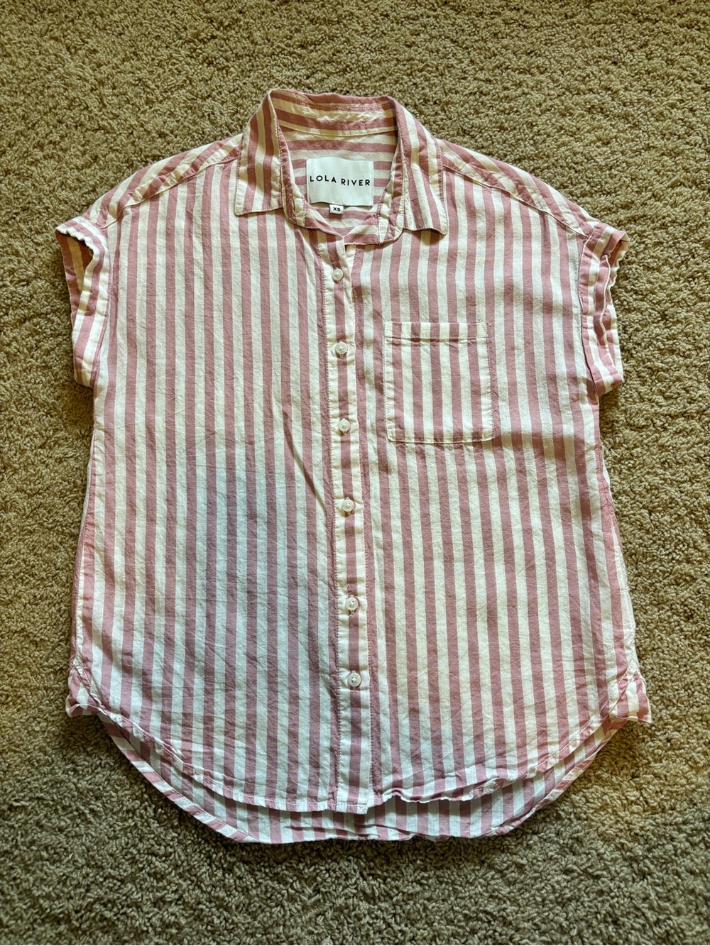 Lola River Pink & White Striped Button-Down Shirt